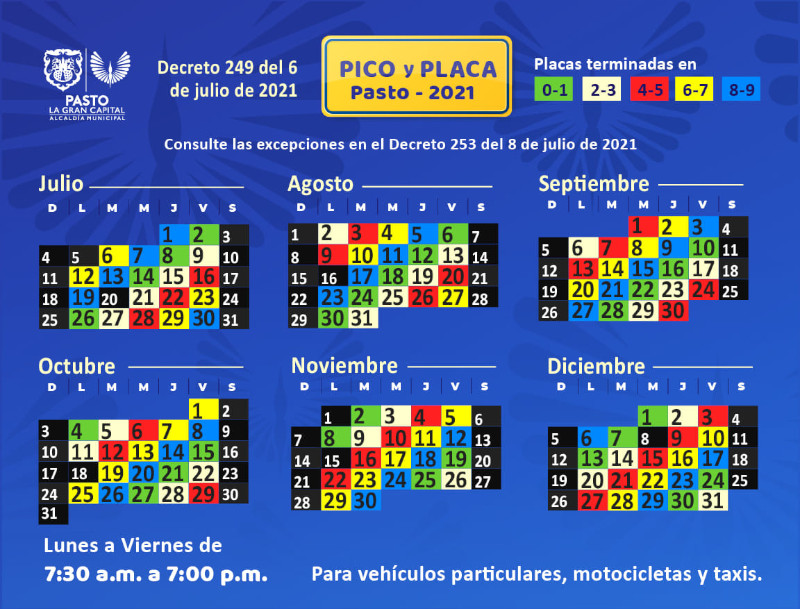 Pico y placa segundo semestre 2021