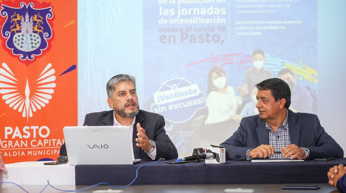 Rueda de prensa Alcalde de Pasto, Secretario de Salud tema vacunación en Pasto