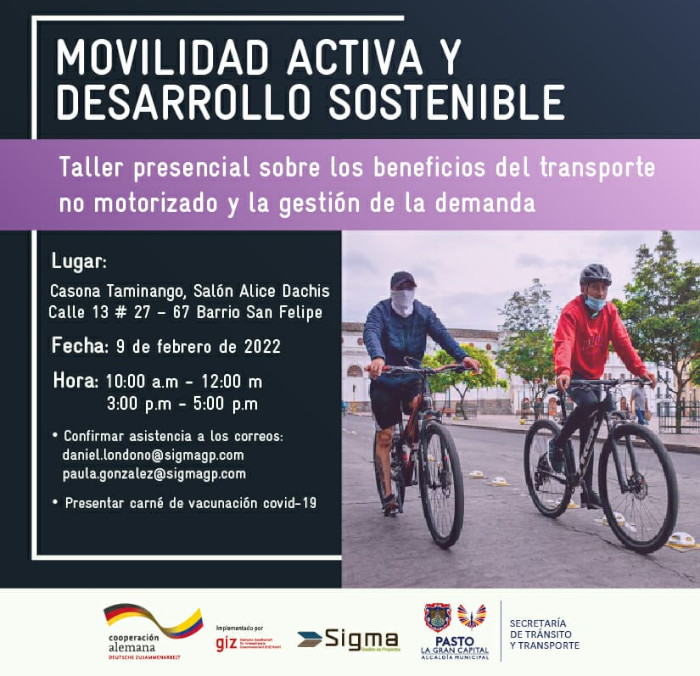 Invitación taller de transporte no motorizado en el desarrollo sostenible de las ciudades