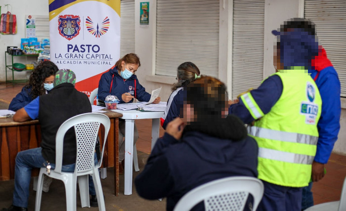 Personas sindo atendidas en el Programa Pasto Resiliente frente al covid-19 desde la Dimensión Social