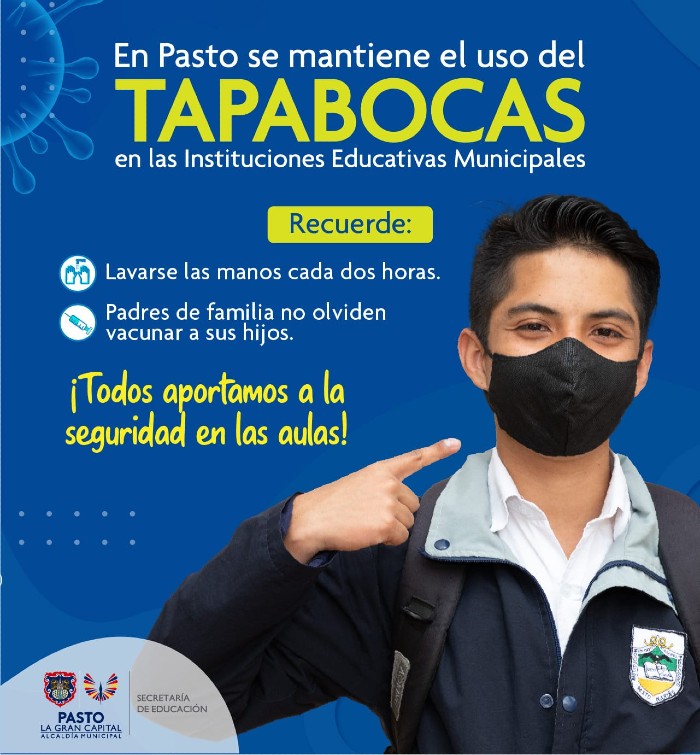 Medida de uso de tapabocas en instituciones educativas del municipio.