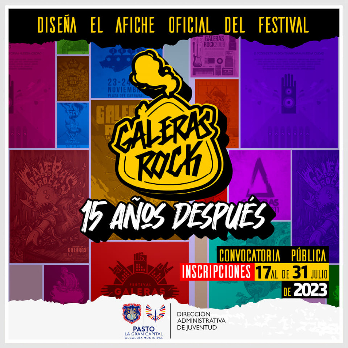 la Administración Municipal abrió la convocatoria para el diseño del afiche Galeras Rock