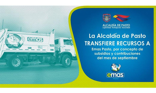 Alcaldía de Pasto transfiere 240 millones a EMAS