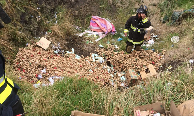 Material pirotécnico incautado, destruido por expertos