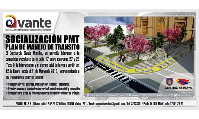 Avante SETP informa cierre completo de calle 17 entre carreras 27 y 25