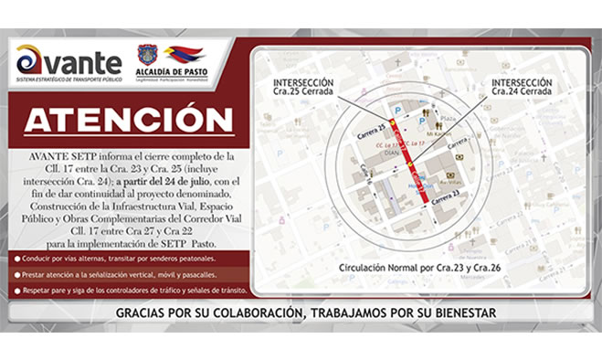 Cierre calle 17 entre cra 25 y 23