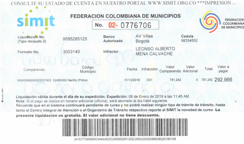 Recibo STTM - 2019