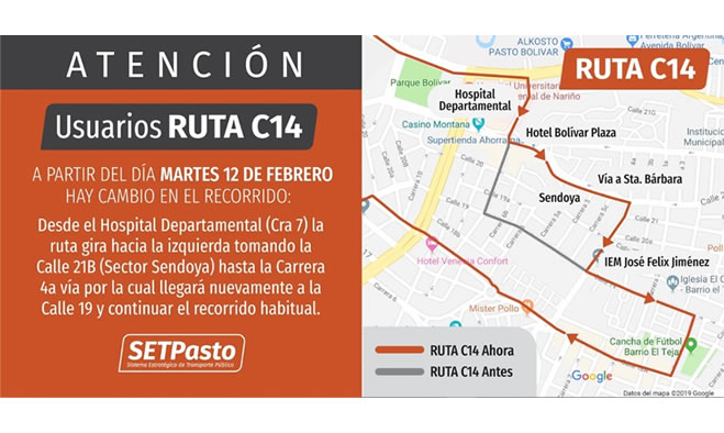 Ruta c14 modifica recorrido barrio Sendoya