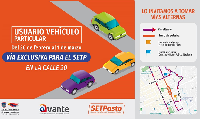 Calle 20 funcionará como VÍA EXCLUSIVA para el SETP y bicisuarios