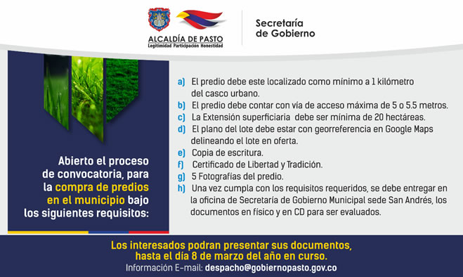Convocatoria para compra de predios